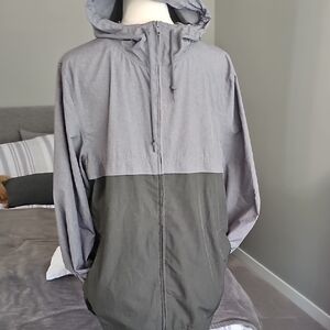 Zine Clothing Gray and Black Raincoat Lightweight Hooded Design